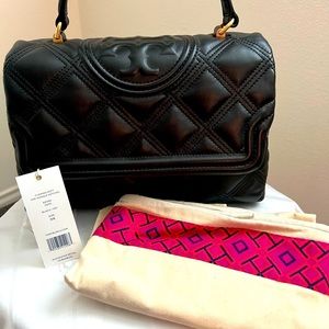 Tory Burch Fleming soft Top handle satchel /Black